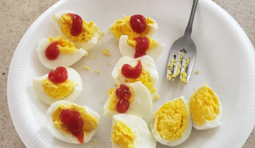 Boiled Egg with Ketchup