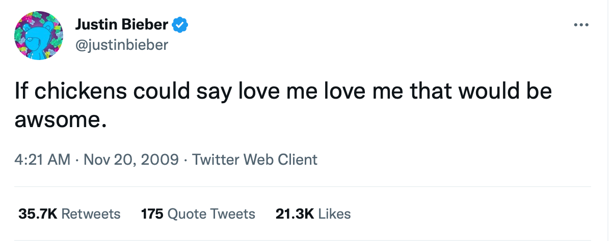Justin Bieber tweet