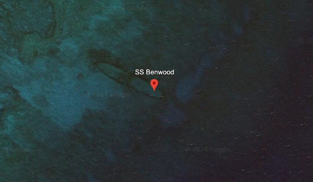 SS Benwood-shipwreck on google earth