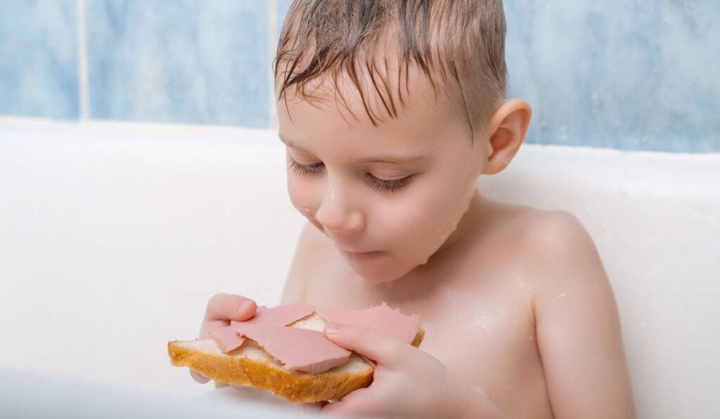 Eating in the shower