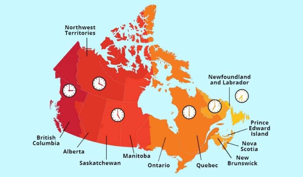 Canada has 6 time zones