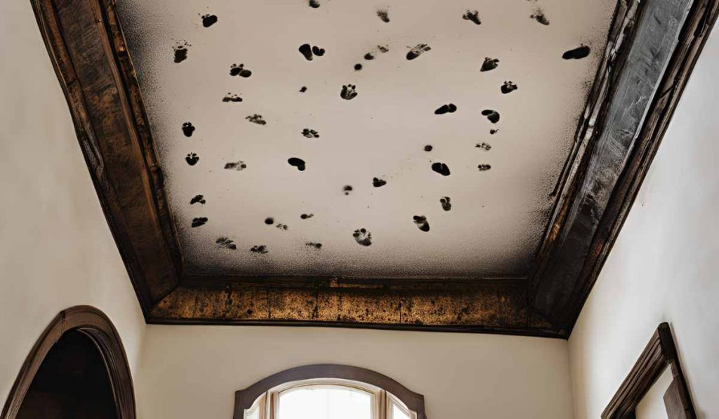 Footprints on the ceiling prank