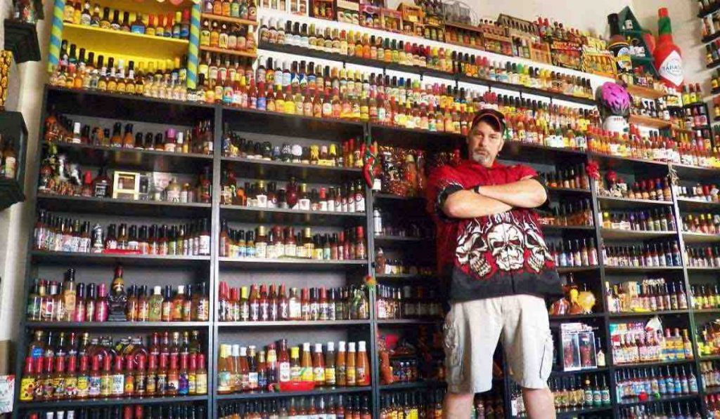 Vic Clinco collects hot sauce