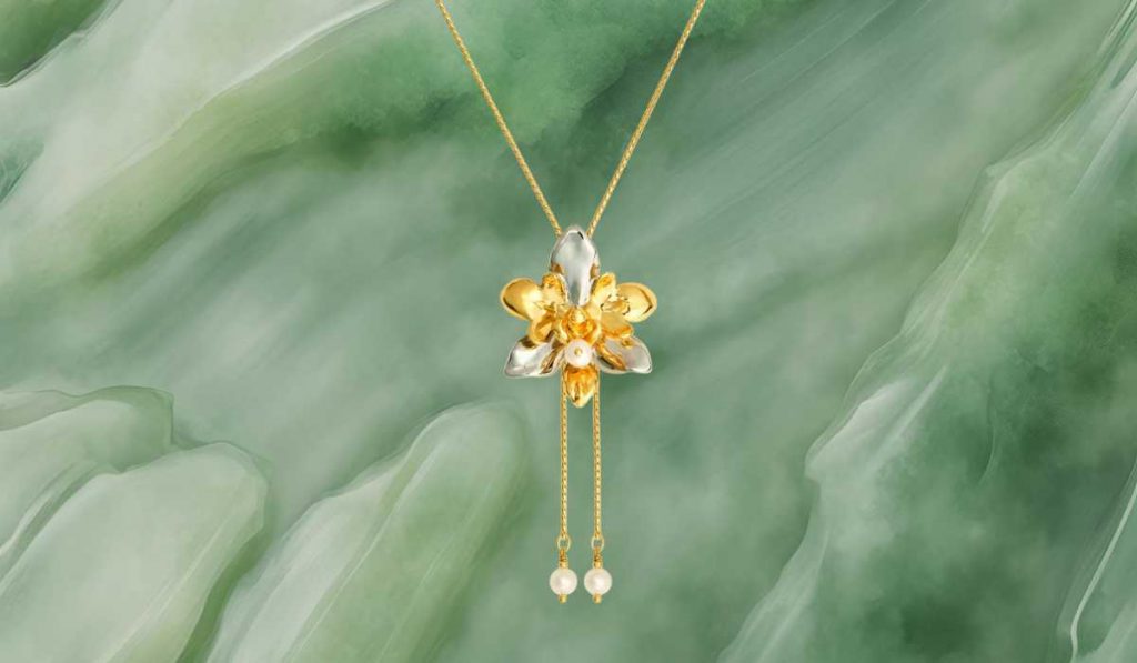 gold-plater orchid ornaments from Singapore