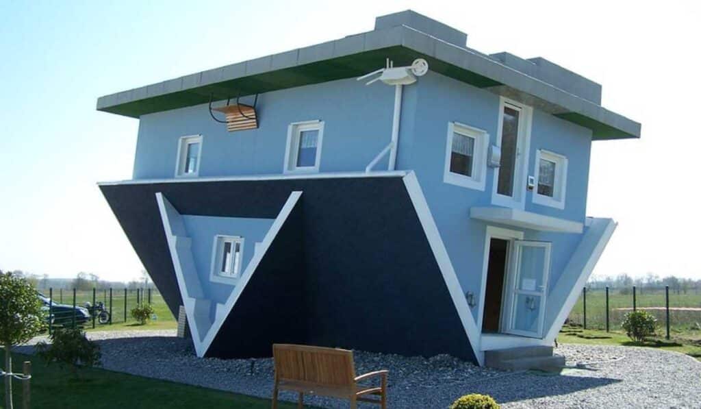 Unusual upside down house in Germany