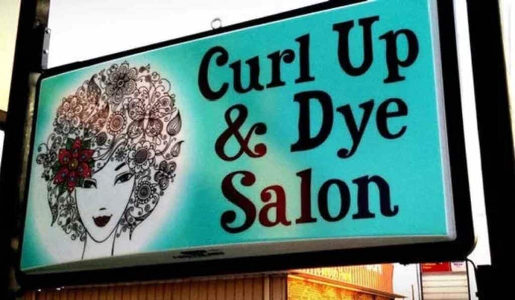 Hilarious company name - Curl Up & Dye