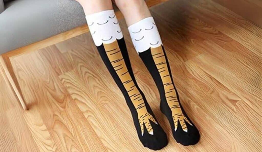 ridiculous chicken legs socks on Amazon