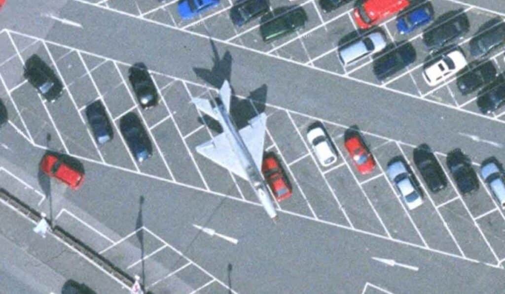 Fighter Jet In A Parking Lot - random things spotted on Google Earth