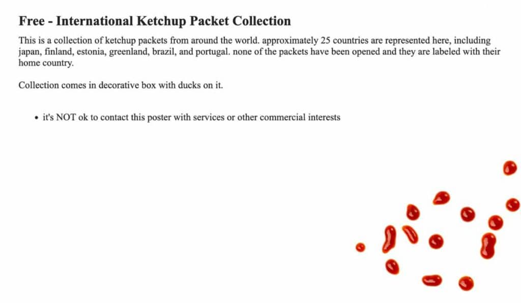 ketchup for sale on Craigslist