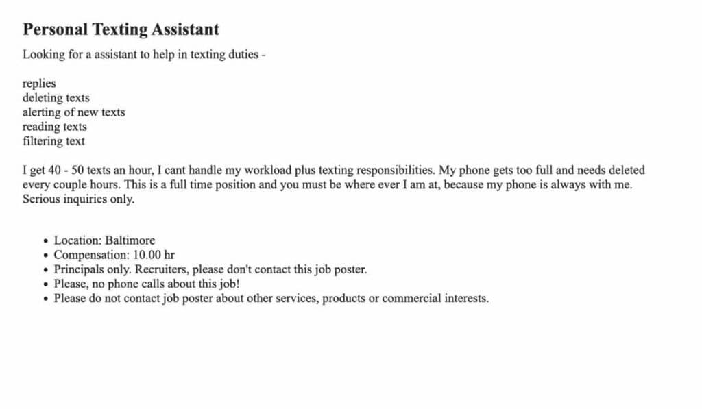 craigslist ad fails - texting assistant