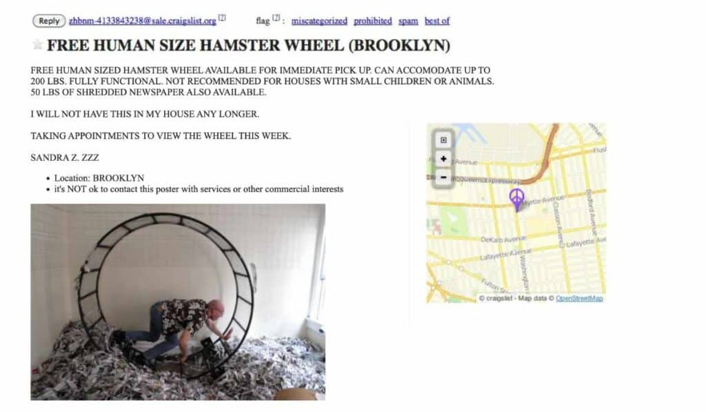 human sized hamster wheel - craziest things on craigslist