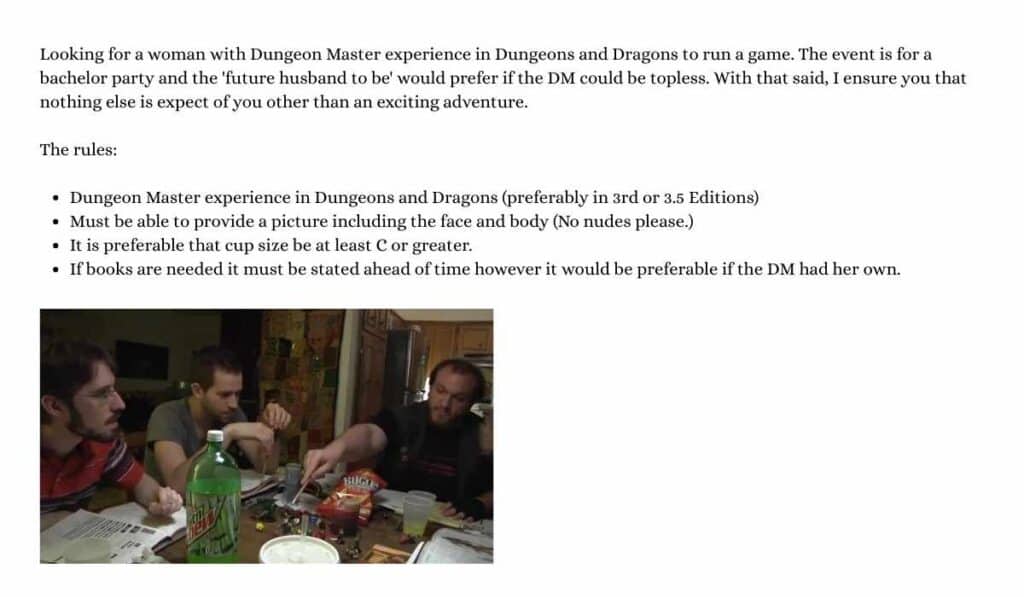 Dungeon master - best of craigslist
