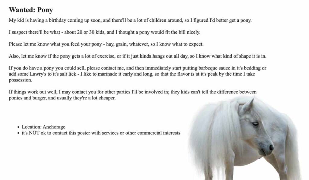 funny ads for renting a pony